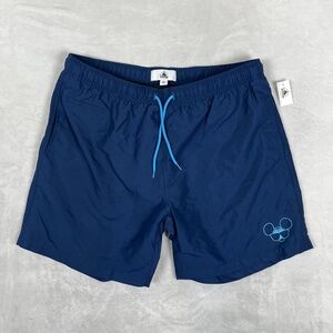 Disney Swim Trunks Mens XL Blue Mickey Mouse Lined Drawstring Pockets Logo